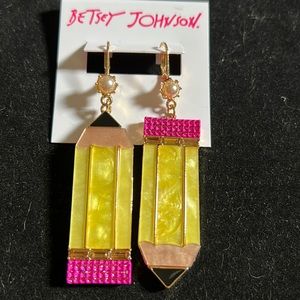 Betsey Johnson pencil mismatch earrings new